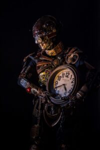 Metamrefire - a robot holds the secrets of time. copyright @miigaafiredance @metamorefire Photo by Zamal